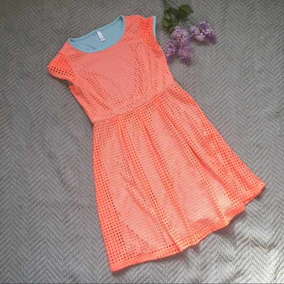 🔮Neon Orange Mesh Mini w/ Powder Blue lining - Picture 2 of 7